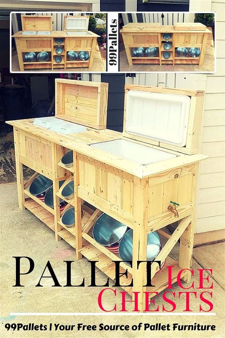 Pallet Ice Chests with Bucket Rack